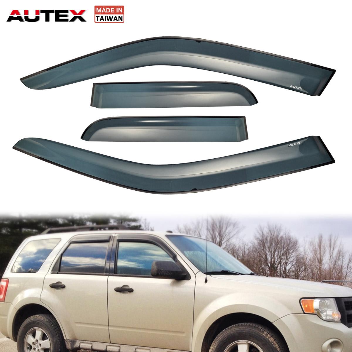 Custom Fit For 2001-2012 Ford Escape 2005-2011 Mercury Mariner Side Window Sun Rain Guard With Outside Mount Tape-On Type 2008-2011 Mazda Tribute DEAL 4-Piece Set Vent Smoke Window Visor