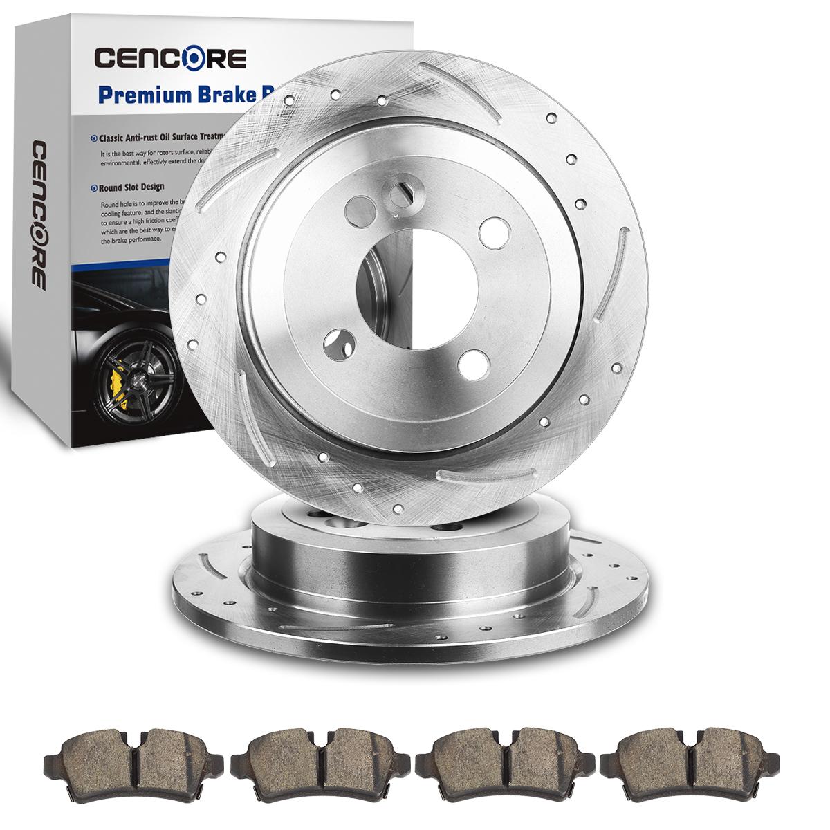 Front+Rear Kit 4 Cross-Drilled Disc Brake Rotors 8 Ceramic Pads High-End Mustang 5lug