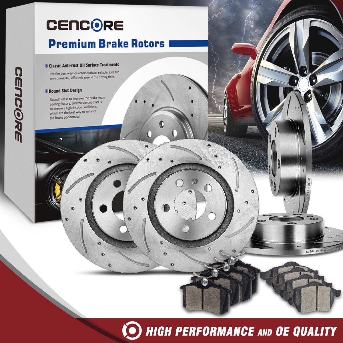 Ceramic Pad Fits 1999-2006 Volkswagen Jetta 2 Front 4 Drilled Slotted Rotors
